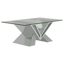 Taffeta Mirrored Coffee and End Table Set Silver