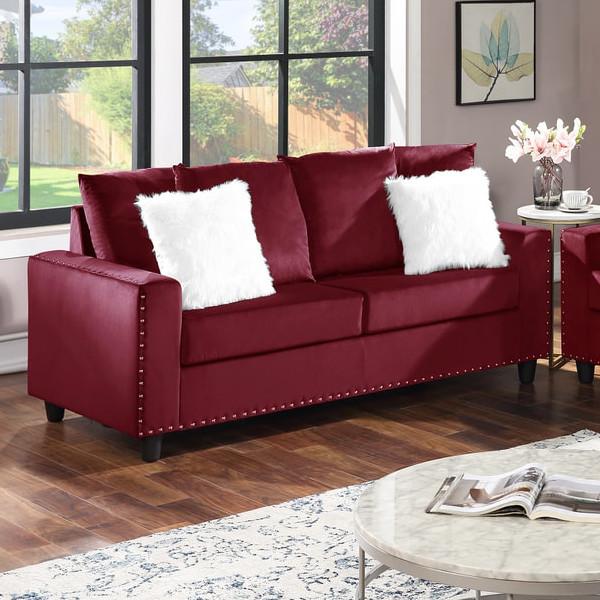 Happy Homes Cinderella Stationary Fabric Sofa Cinderella Sofa - Red IMAGE 1