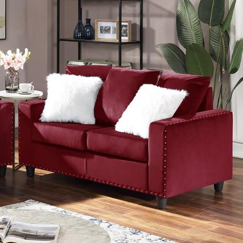 Happy Homes Cinderella Stationary Fabric Loveseat Cinderella Loveseat - Red IMAGE 1