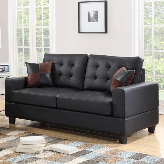 Happy Homes Stationary Fabric Sofa HH7855 Sofa - Black IMAGE 1