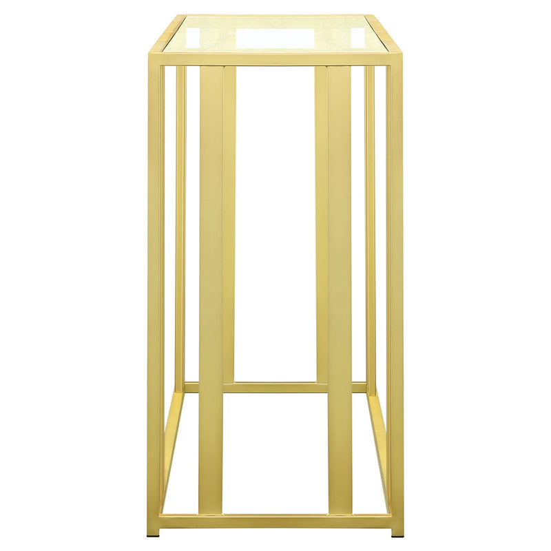 Adri Glass Top Entryway Sofa Console Table Matte Brass