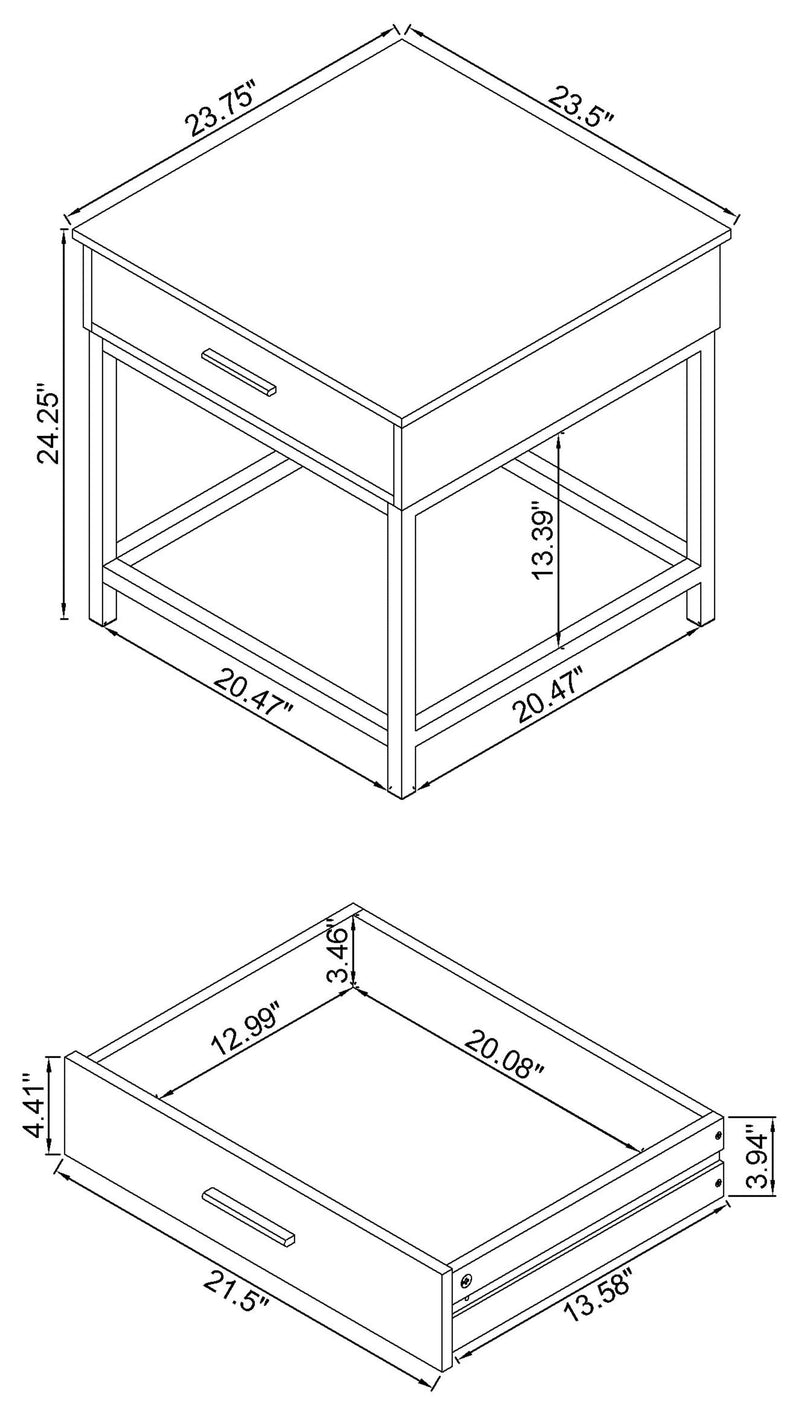 Byers 1-drawer Square Engineered Wood End Table Brown Oak