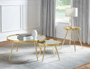 Kaelyn Round Coffee and End Table Set Gold