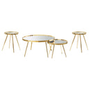 Kaelyn Round Coffee and End Table Set Gold