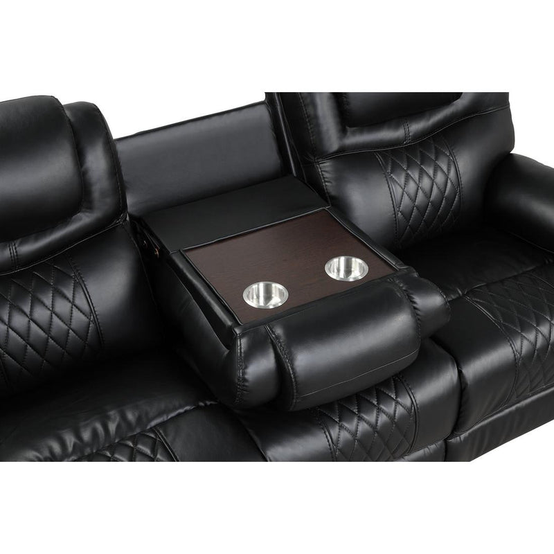 Happy Homes Galveston Reclining Leather Look Sofa Galveston Sofa - Black IMAGE 2