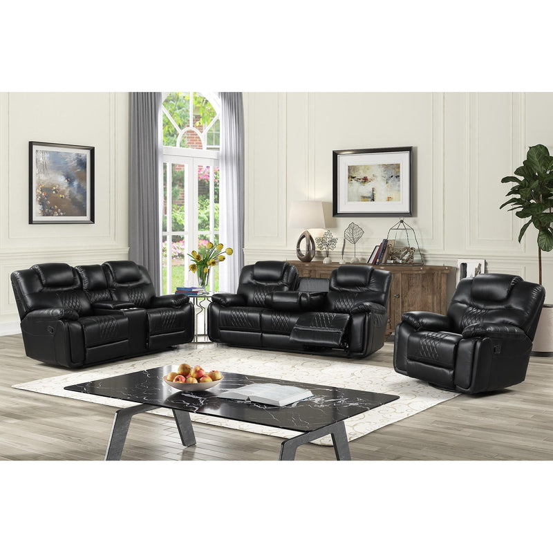 Happy Homes Galveston Reclining Leather Look Sofa Galveston Sofa - Black IMAGE 3