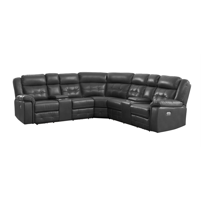 Happy Homes Amazon2022 Power Reclining Leather Look 3 pc Sectional Amazon2022 Grey IMAGE 1