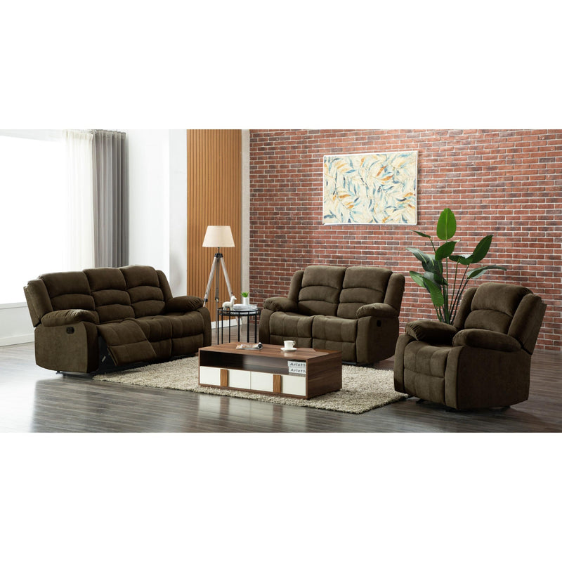 Happy Homes Dynamo Reclining Fabric Loveseat Dynamo Loveseat - Chocolate IMAGE 2