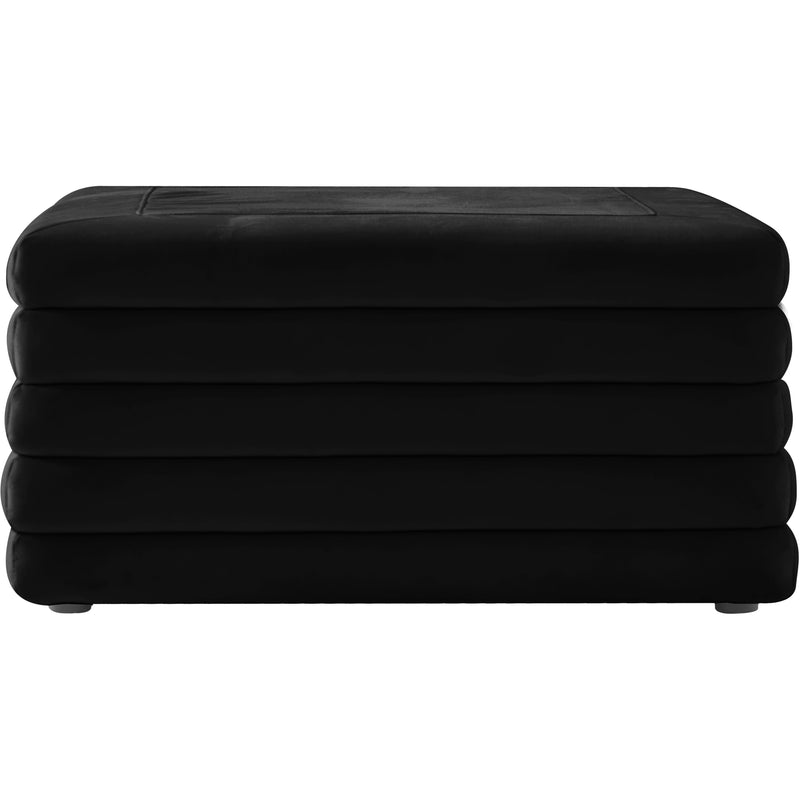 Meridian Lorenzo Black Velvet Ottoman IMAGE 2