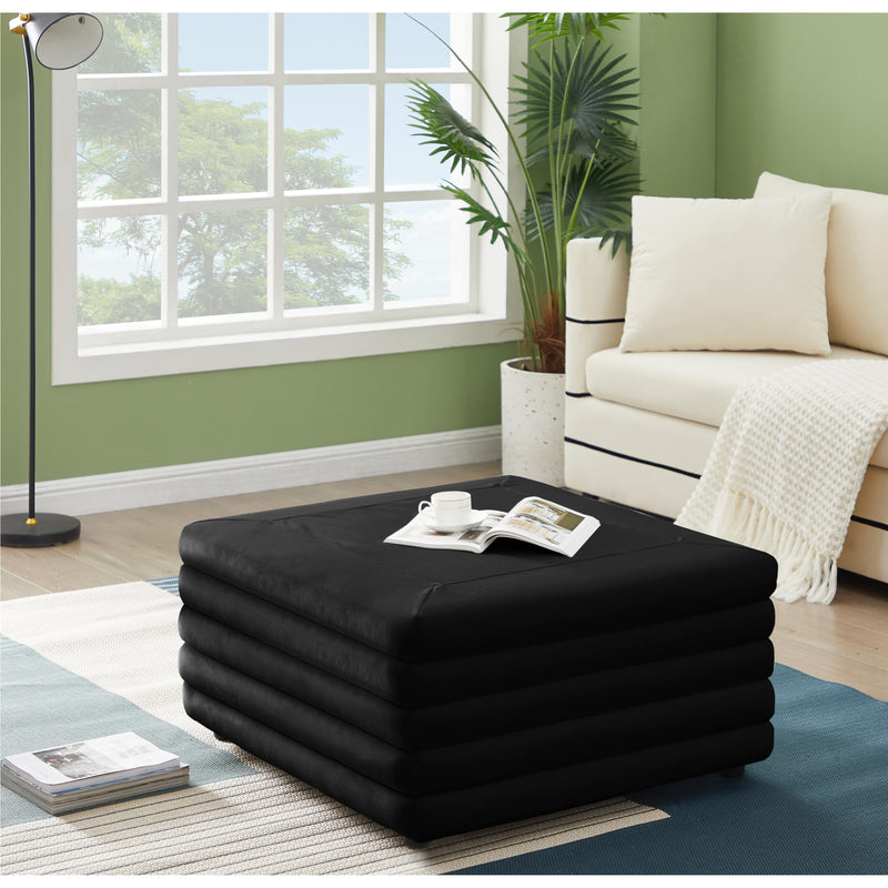 Meridian Lorenzo Black Velvet Ottoman IMAGE 3