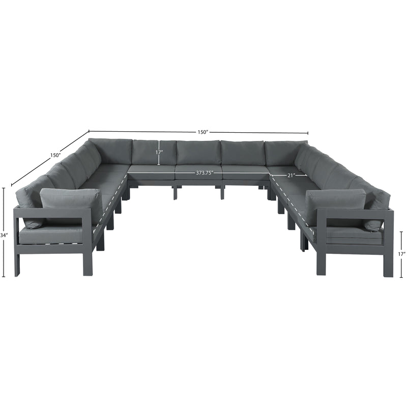 Meridian Nizuc Grey Water Resistant Fabric Outdoor Patio Modular Sectional IMAGE 7