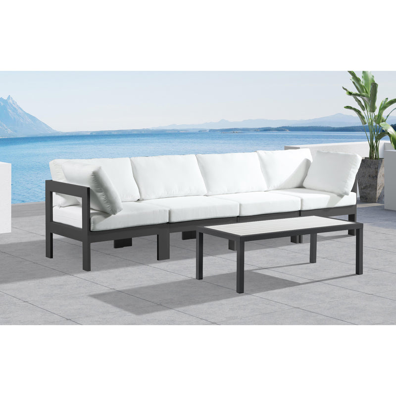 Meridian Nizuc White Water Resistant Fabric Outdoor Patio Modular Sofa IMAGE 2