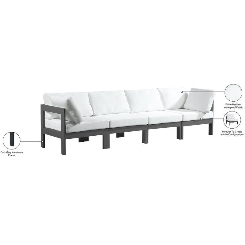 Meridian Nizuc White Water Resistant Fabric Outdoor Patio Modular Sofa IMAGE 9