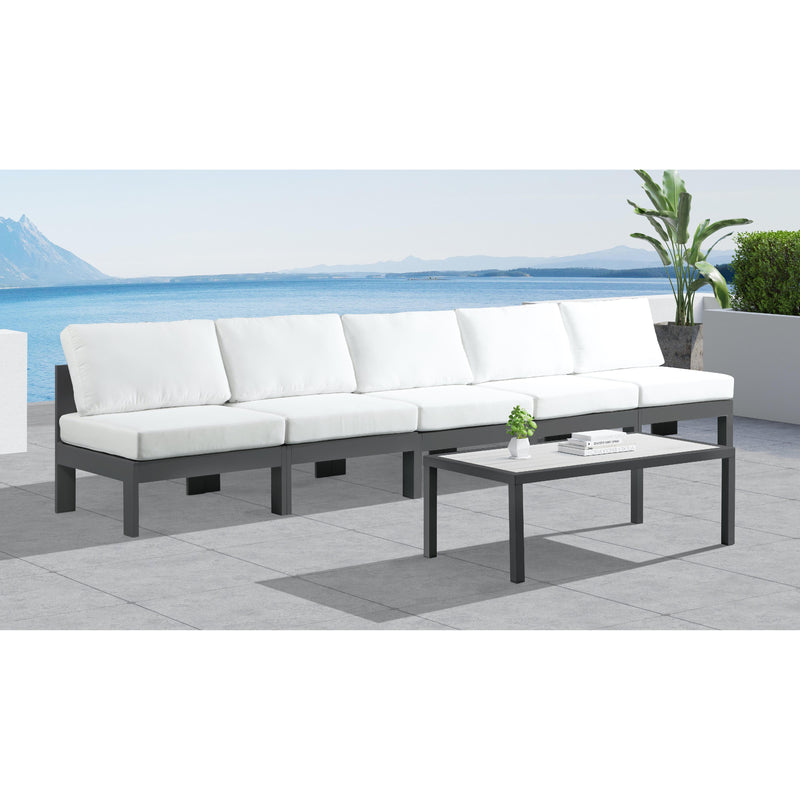 Meridian Nizuc White Water Resistant Fabric Outdoor Patio Modular Sofa IMAGE 2