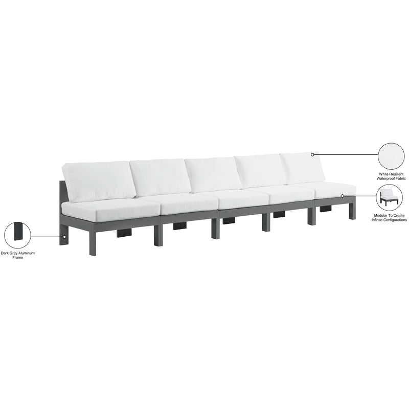 Meridian Nizuc White Water Resistant Fabric Outdoor Patio Modular Sofa IMAGE 9