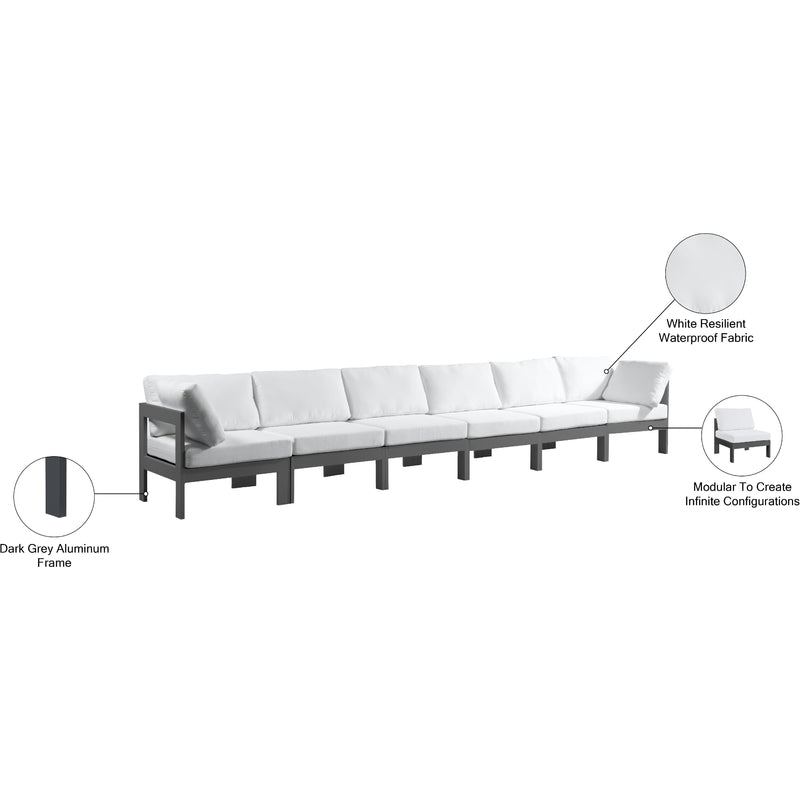 Meridian Nizuc White Water Resistant Fabric Outdoor Patio Modular Sofa IMAGE 9