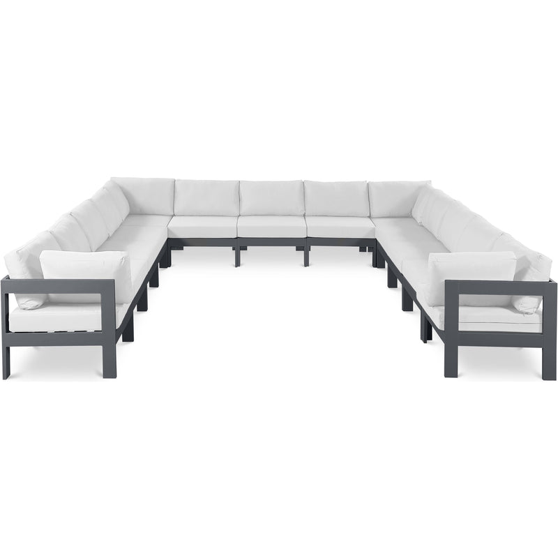 Meridian Nizuc White Water Resistant Fabric Outdoor Patio Modular Sectional IMAGE 1