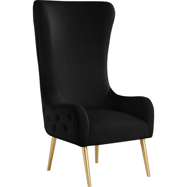 Meridian Alexander Black Velvet Accent Chair IMAGE 1