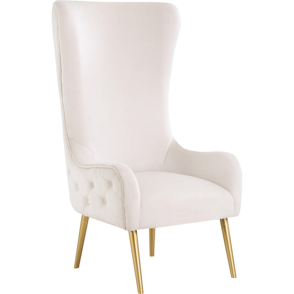 Meridian Alexander Cream Velvet Accent Chair IMAGE 1