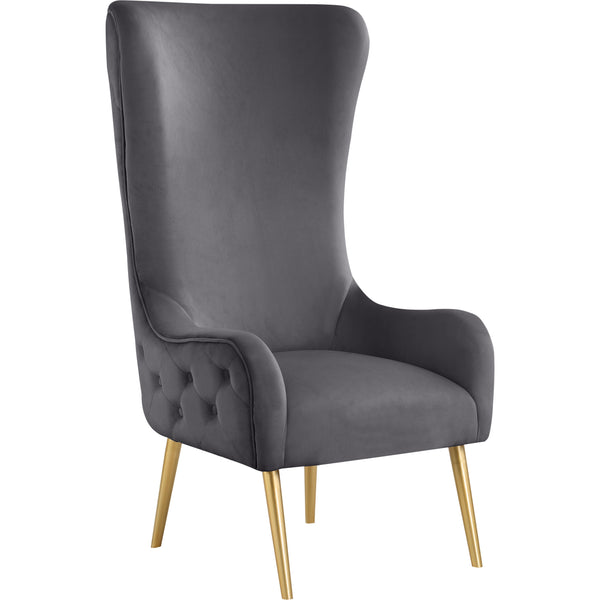 Meridian Alexander Grey Velvet Accent Chair IMAGE 1