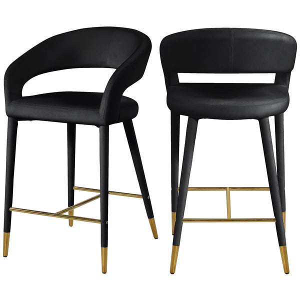 Meridian Destiny Black Velvet Stool IMAGE 1