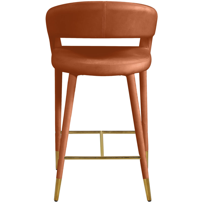 Meridian Destiny Cognac Velvet Stool IMAGE 2