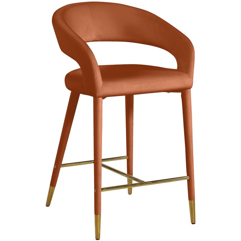 Meridian Destiny Cognac Velvet Stool IMAGE 3