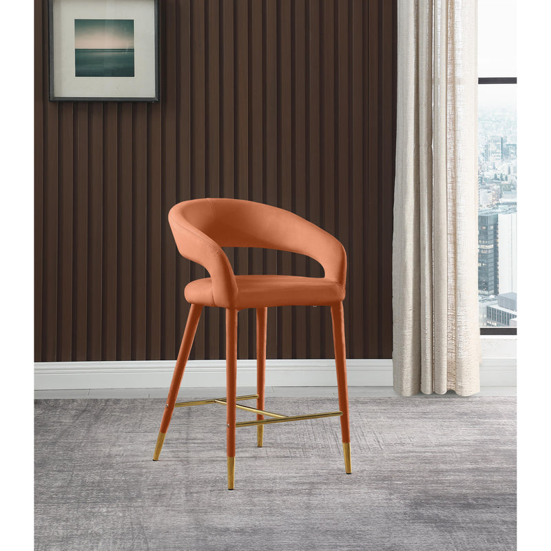 Meridian Destiny Cognac Velvet Stool IMAGE 7