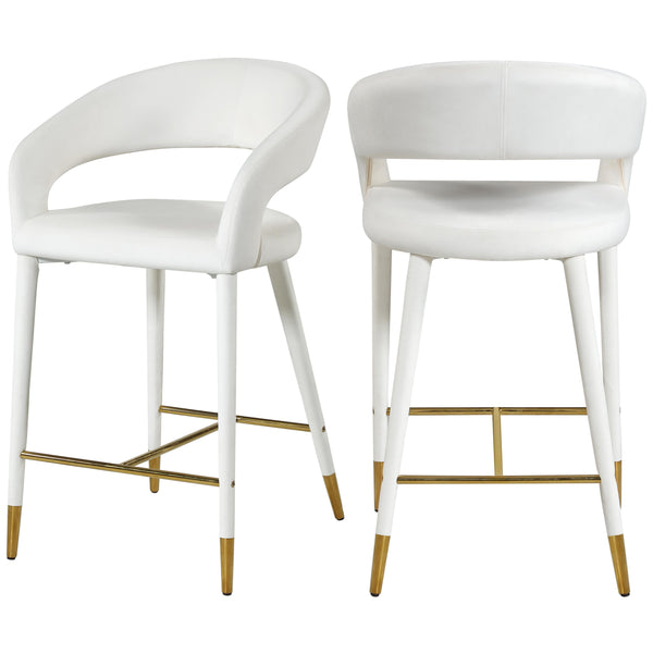 Meridian Destiny Cream Velvet Stool IMAGE 1