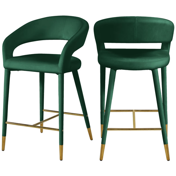 Meridian Destiny Green Velvet Stool IMAGE 1