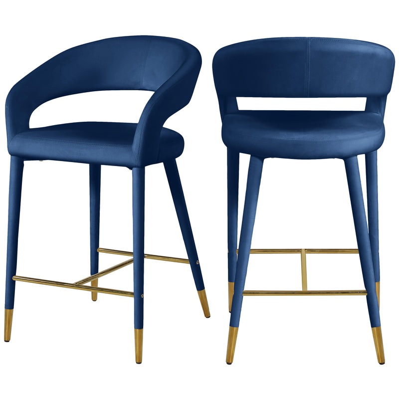 Meridian Destiny Navy Velvet Stool IMAGE 1