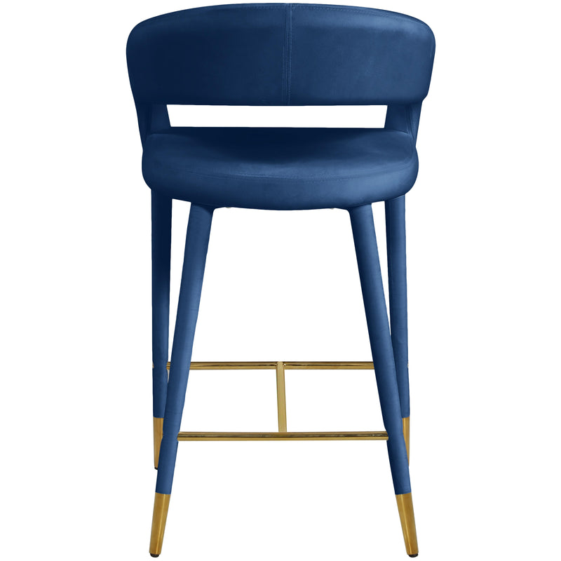 Meridian Destiny Navy Velvet Stool IMAGE 2