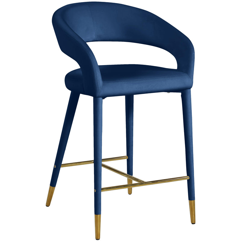 Meridian Destiny Navy Velvet Stool IMAGE 3