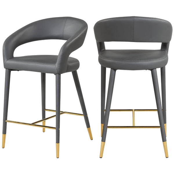 Meridian Destiny Grey Vegan Leather Stool IMAGE 1