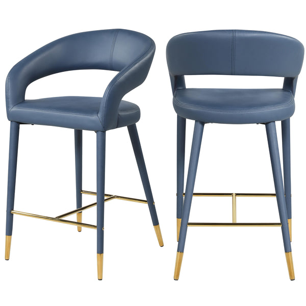 Meridian Destiny Navy Vegan Leather Stool IMAGE 1