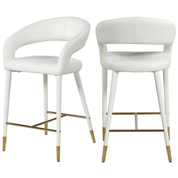 Meridian Destiny White Vegan Leather Stool IMAGE 1