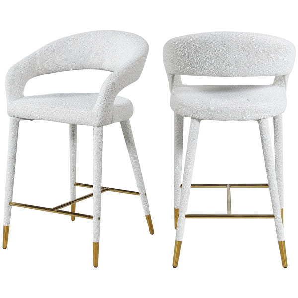 Meridian Destiny Cream Fabric Stool IMAGE 1