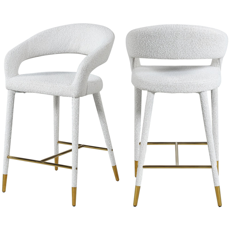 Meridian Destiny Cream Fabric Stool IMAGE 1