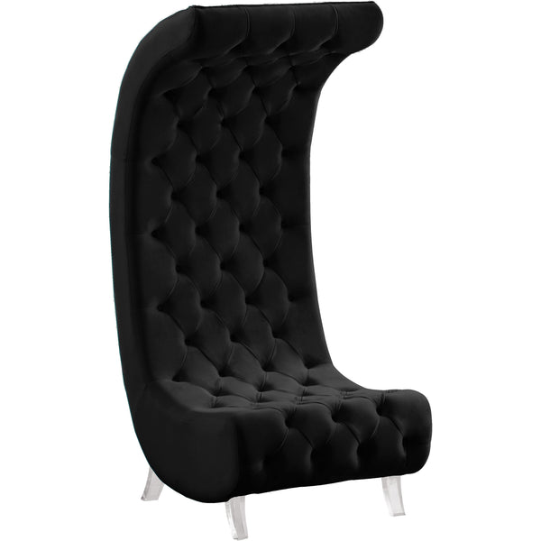 Meridian Crescent Black Velvet Accent Chair IMAGE 1