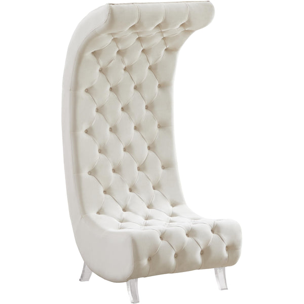 Meridian Crescent Cream Velvet Accent Chair IMAGE 1