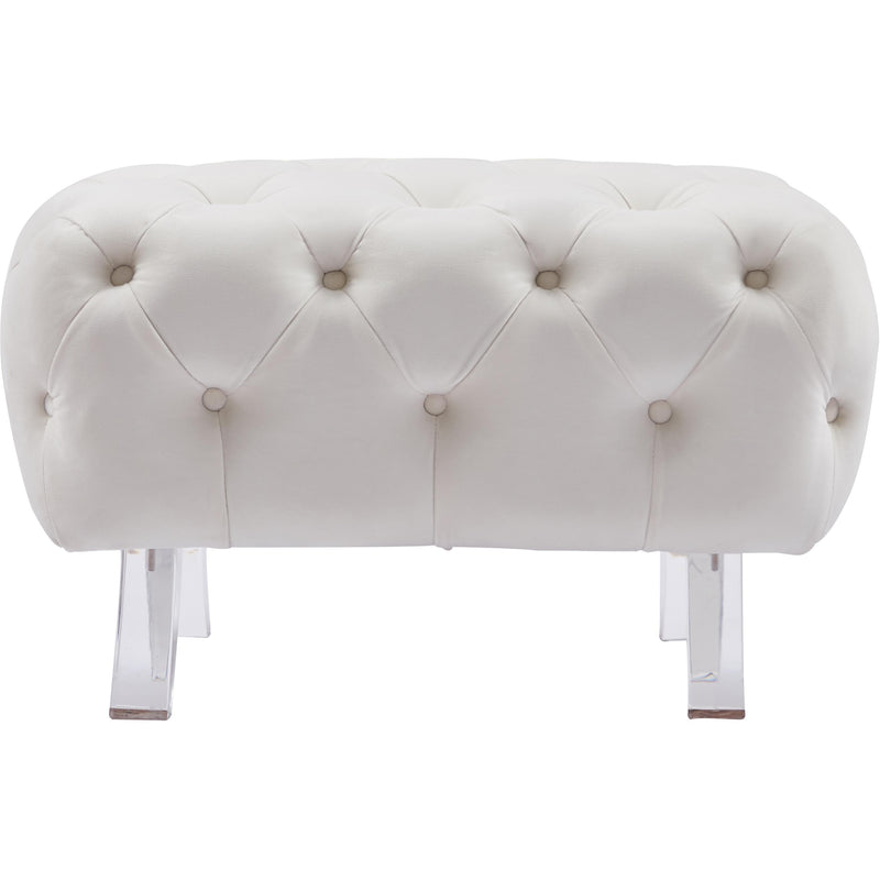 Meridian Crescent Cream Velvet Ottoman IMAGE 5