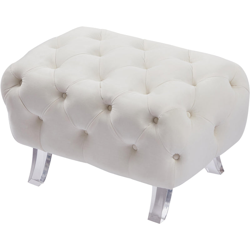 Meridian Crescent Cream Velvet Ottoman IMAGE 6