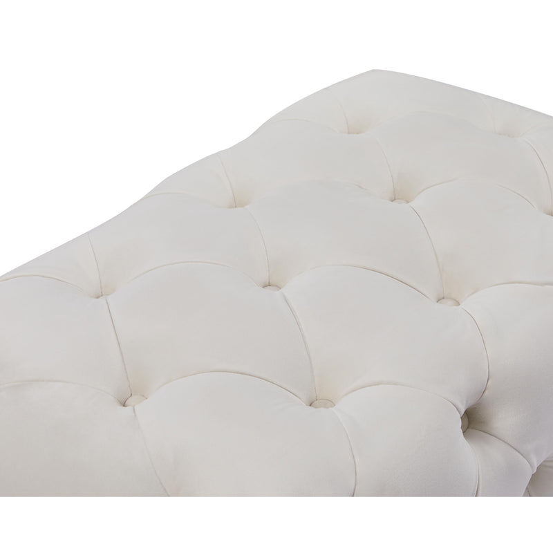 Meridian Crescent Cream Velvet Ottoman IMAGE 9