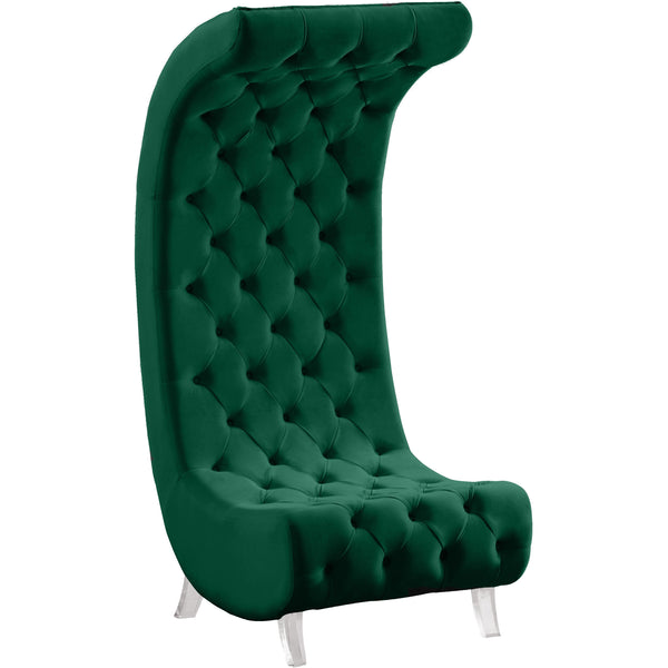 Meridian Crescent Green Velvet Accent Chair IMAGE 1