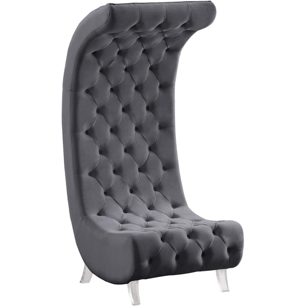 Meridian Crescent Grey Velvet Accent Chair IMAGE 1