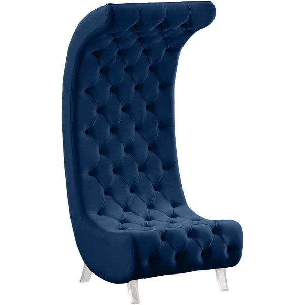 Meridian Crescent Navy Velvet Accent Chair IMAGE 1