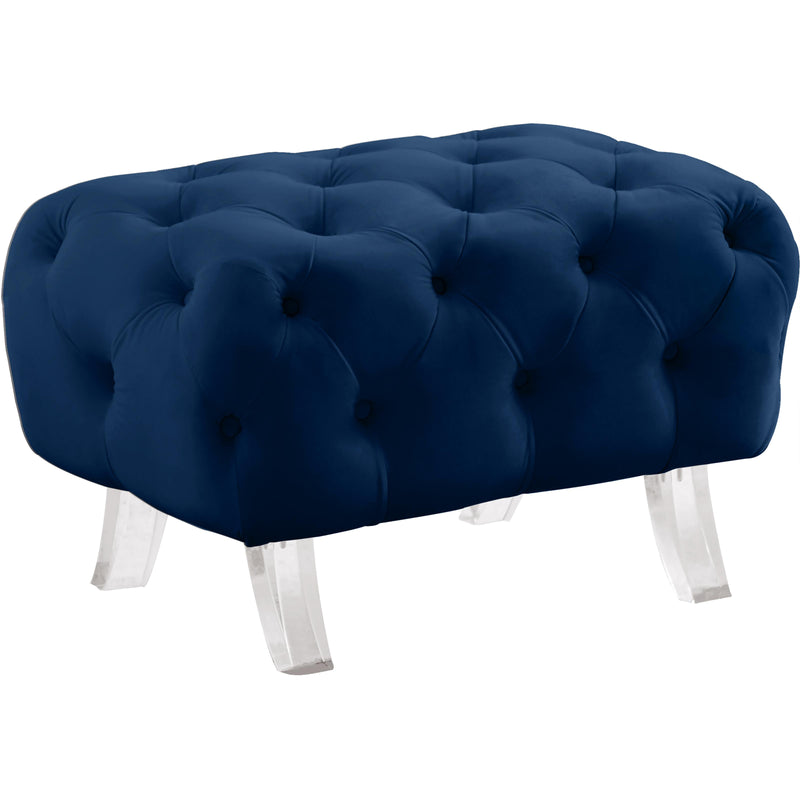 Meridian Crescent Navy Velvet Ottoman IMAGE 1