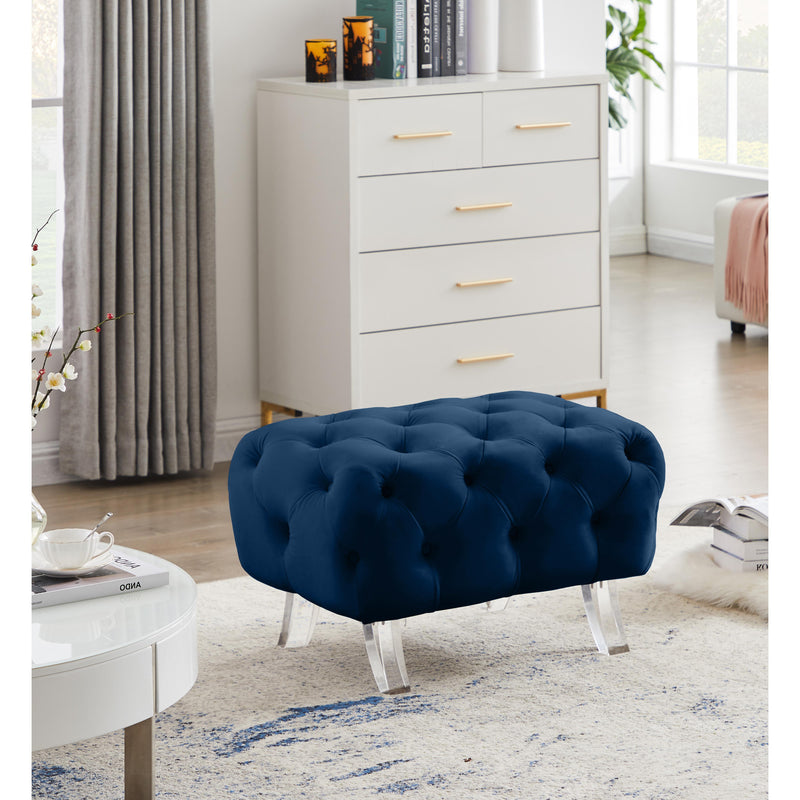 Meridian Crescent Navy Velvet Ottoman IMAGE 2