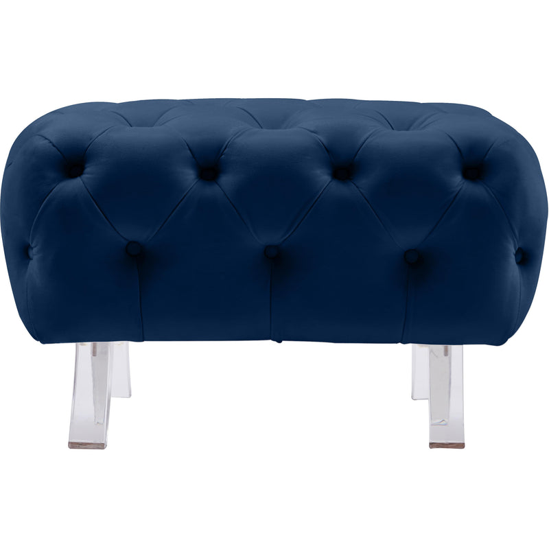 Meridian Crescent Navy Velvet Ottoman IMAGE 5