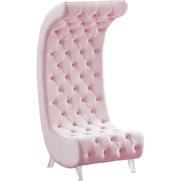 Meridian Crescent Pink Velvet Accent Chair IMAGE 1